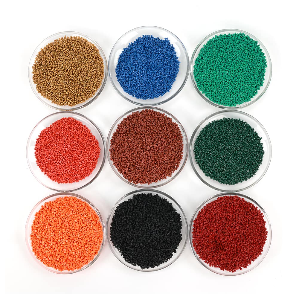 Nylon plastic materials collection - engineering granules and finished products overview