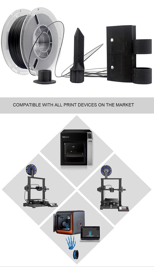 pa6 cf filament carbon fiber reinforced nylon 6 | 1.75mm & 2.85mm | engineering grade 3d printer filament